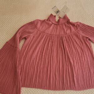 NWT A.L.C. Pink Mock Neck Long Sleeve Blouse